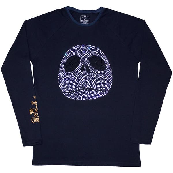 Nightmare Before Christmas Unisex Adult Jack Skellington Rhinestone Long-Sleeved T-Shirt