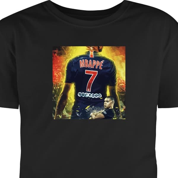 T-shirt för Barn | Klassisk Barn-T-shirt Kylian Mbappé Svart 9-11 År