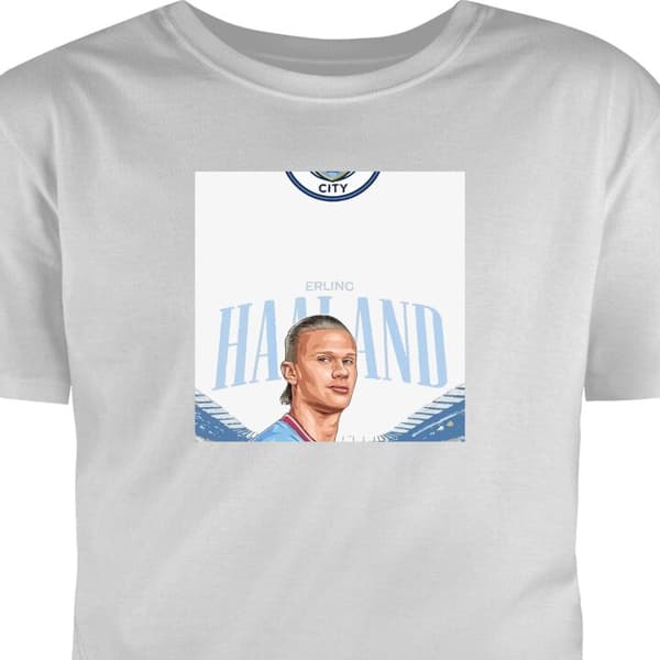 T-shirt för Barn | Klassisk Barn-T-shirt Erling Haaland Grå 9-11 År