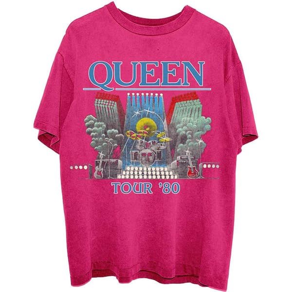 Queen Unisex T-shirt för vuxna Tour ´80 för vuxna Pink XXL