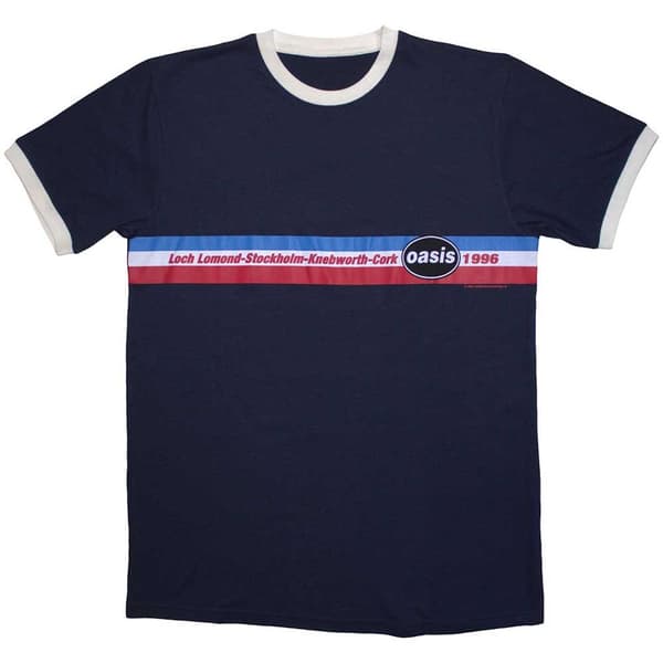 Oasis Unisex Adult 1996 Tour Horizontal Stripe Ringer T-Shirt