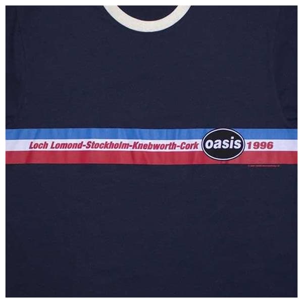 Oasis Unisex Adult 1996 Tour Horizontal Stripe Ringer T-Shirt