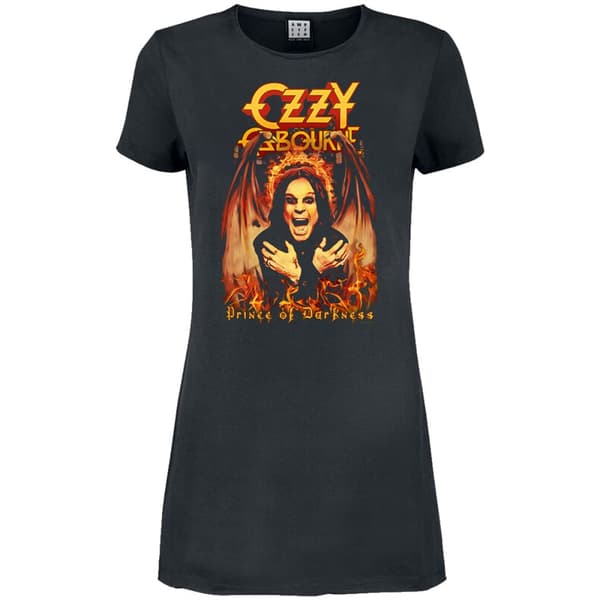 Amplified Womens/Ladies Prince Of Darkness Ozzy Osbourne T-Shirt Dress Charcoal L