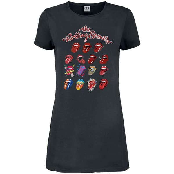 Amplified Womens/Ladies Evolution The Rolling Stones T-Shirt Dress Charcoal XXL