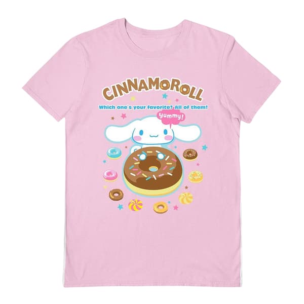 Sanrio Unisex Adult Yummy Cinnamoroll T-Shirt Light Pink XL