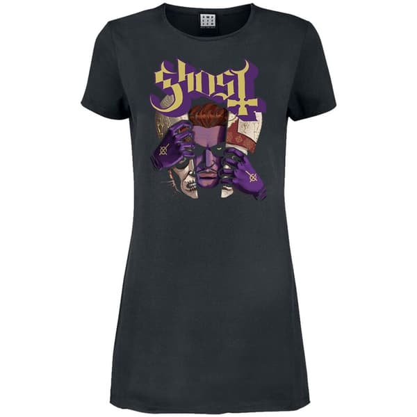 Amplified Womens/Ladies Alter Egos Ghost T-Shirt Dress Charcoal XXL