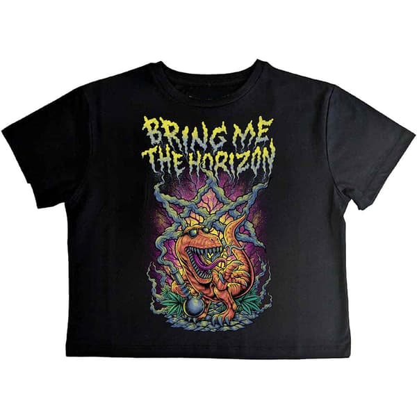 Bring Me The Horizon Womens/Ladies Smoking Dinosaur Crop Top