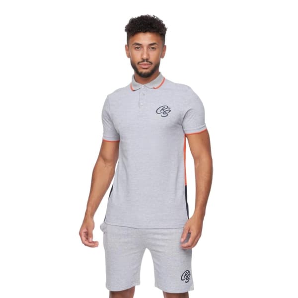 Crosshatch Mens Balamere Polo and Shorts Set Grey Marl M