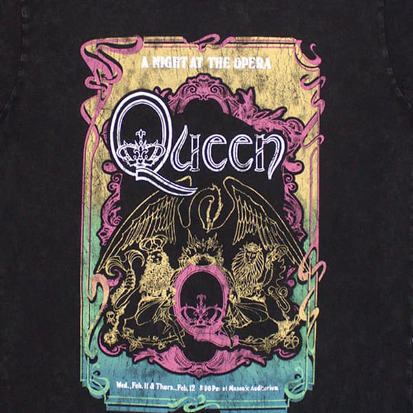 Queen Unisex Adult A Night At The Opera Tour ´76 Stone Wash T-Shirt