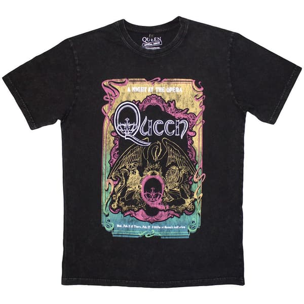 Queen Unisex Adult A Night At The Opera Tour ´76 Stone Wash T-Shirt