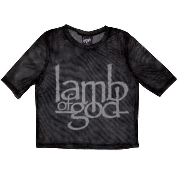Lamb Of God Dam/Lady Logo Mesh Crop Top Black 10 UK