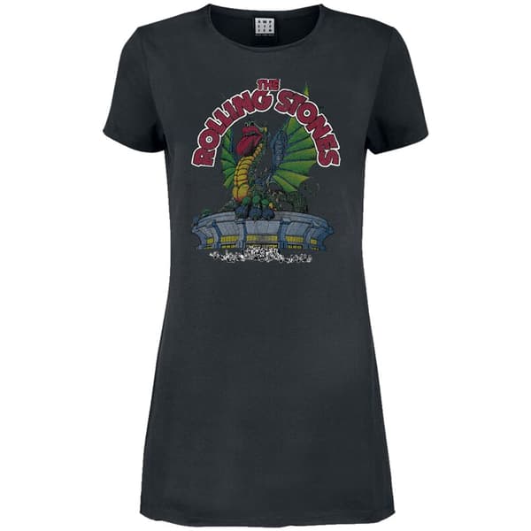 Amplified Womens/Ladies 1972 The Rolling Stones T-Shirt Dress Charcoal XL
