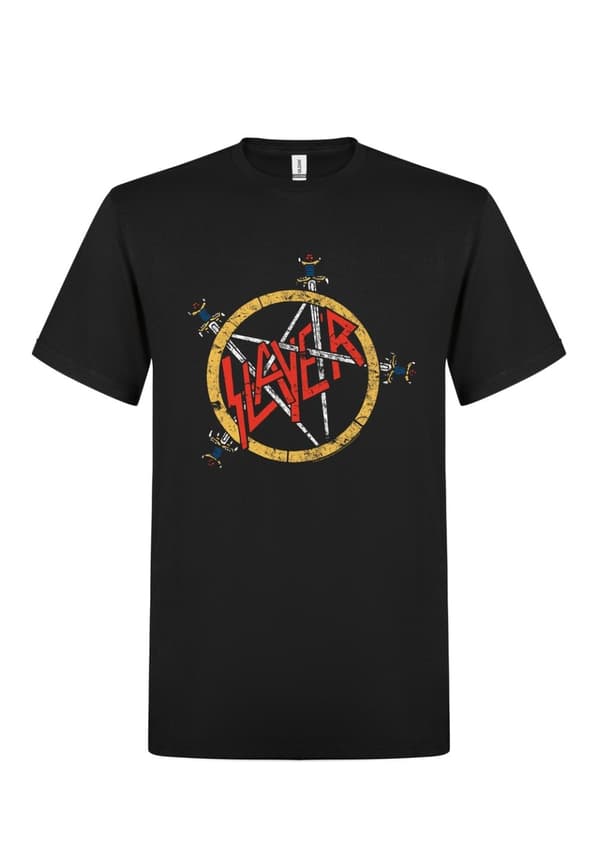 Slayer Pentagram distressed  T-Paita