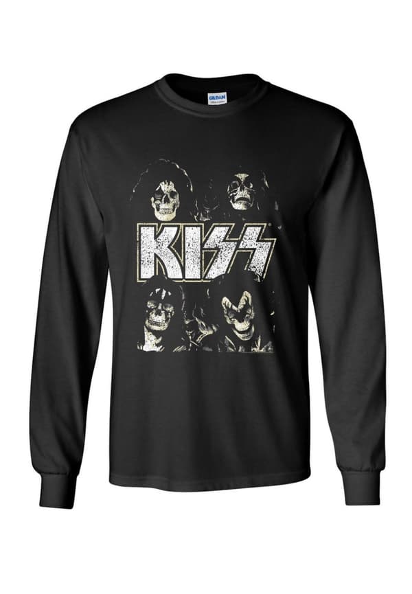 Kiss Skulls longsleeve  T-Paita