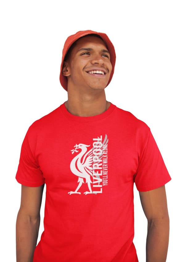 Liverpool röd T-shirt med Liverbird You'll never walk alone
