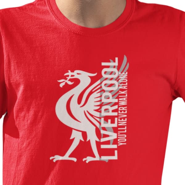 Liverpool röd T-shirt med Liverbird You'll never walk alone