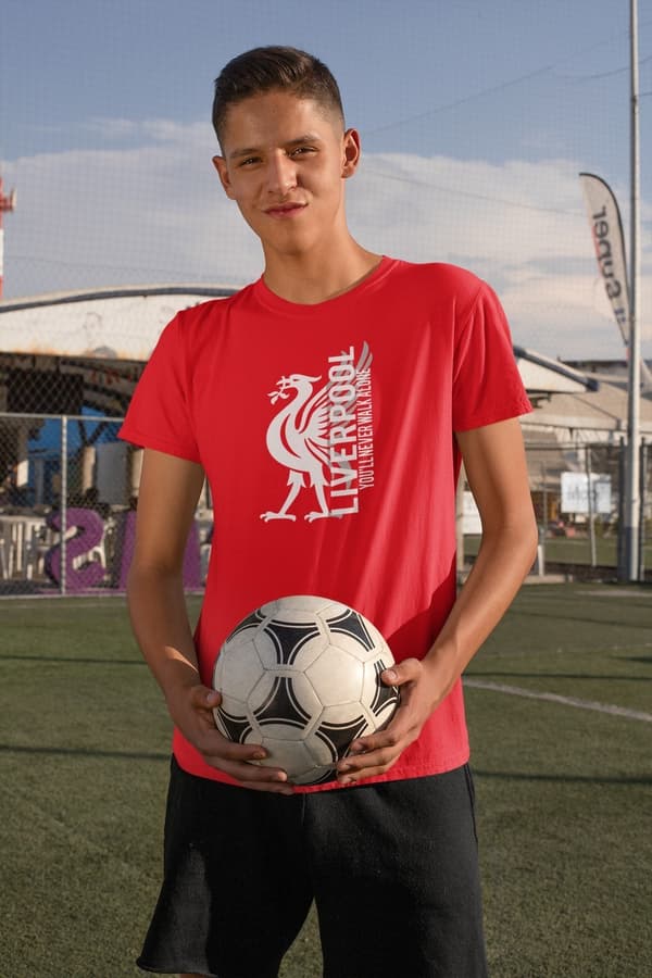 Liverpool röd T-shirt med Liverbird You'll never walk alone