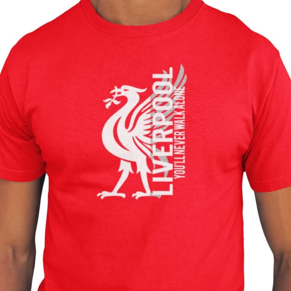 Liverpool röd T-shirt med Liverbird You'll never walk alone