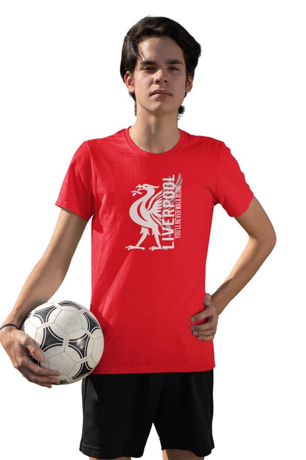 Liverpool röd T-shirt med Liverbird You'll never walk alone