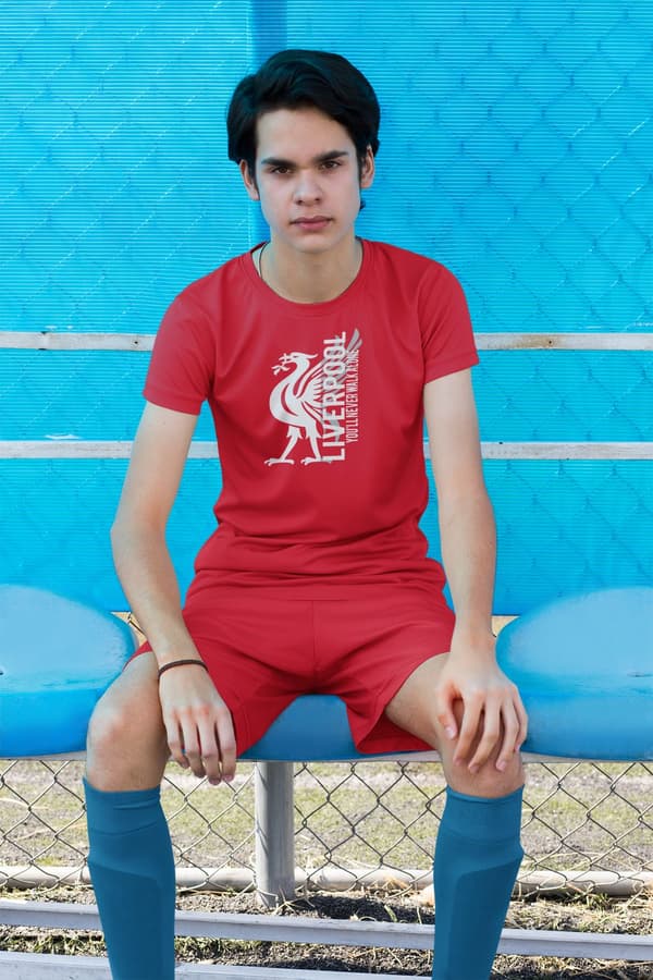 Liverpool röd T-shirt med Liverbird You'll never walk alone