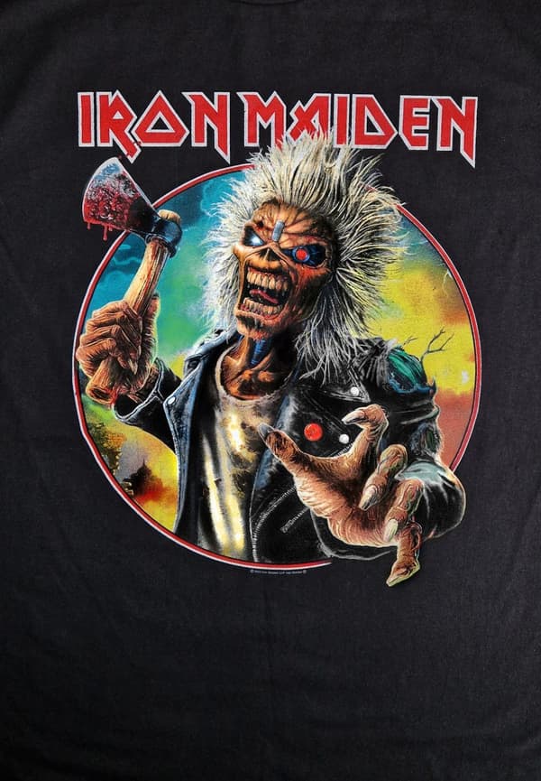 Iron Maiden Axe Eddie Red White Circle Back and Front  T-Shirt