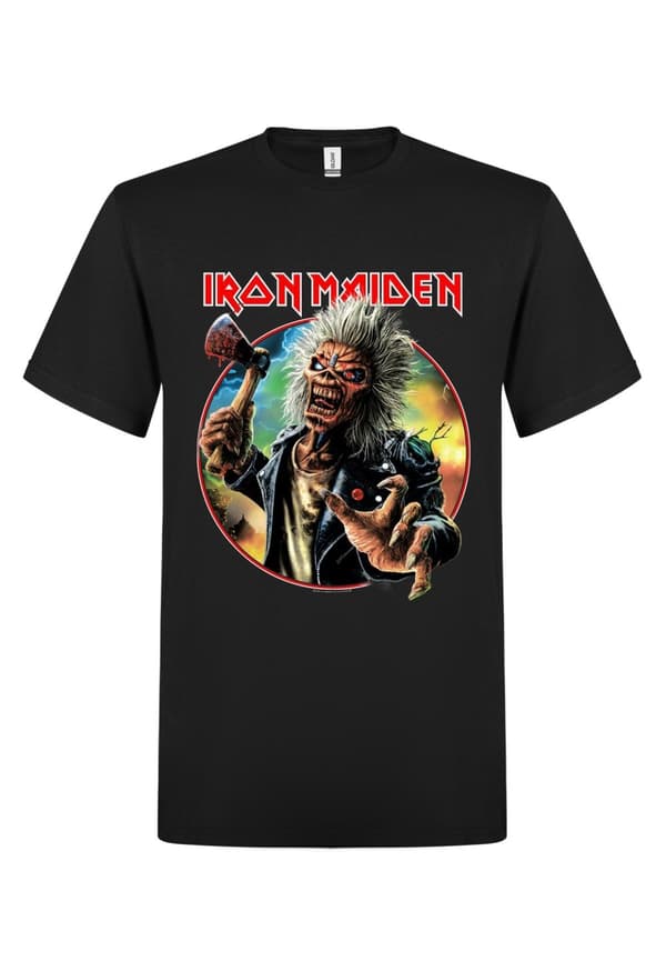 Iron Maiden Axe Eddie Red White Circle Back and Front  T-Shirt