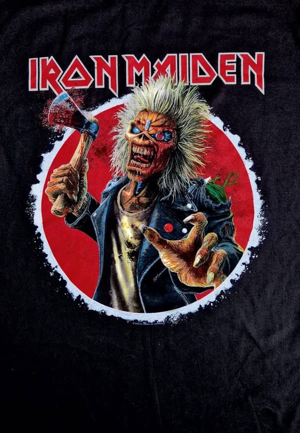Iron Maiden Axe Eddie Exploding Circle Back and Front  T-Shirt
