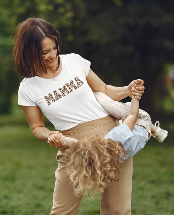 Leopard Mamma T-shirt Sommarmode T-tröja Kortärmad Dam unisex fit tryck