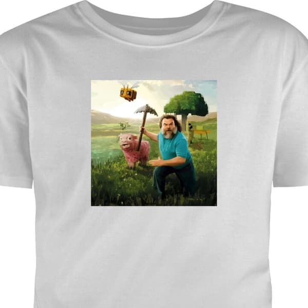 Vuxen-T-shirt | Bekväm T-shirt för Vuxna A Minecraft Movie Grå Small
