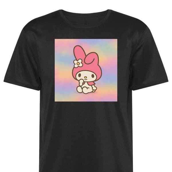 Sport T-skjorte for Voksen | Komfortabel Trenings T-skjorte Kawaii Sanrio My Melody Svart 3X-Large