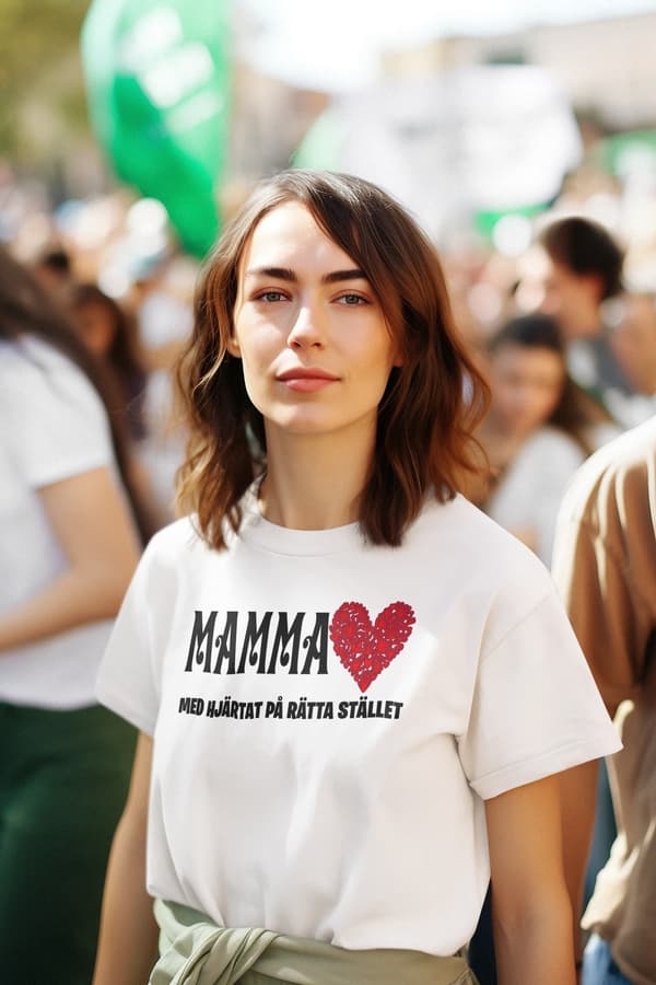 Mamma vit T-shirt - Mamma, med hjärtat på rätta stället