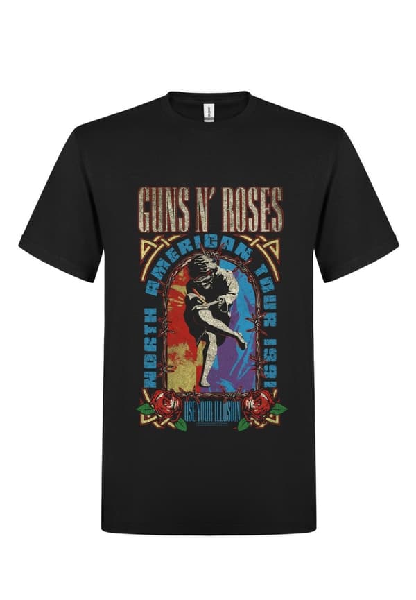 Guns N´ Roses Use Your Illution album inspired  T-Paita Musta Large
