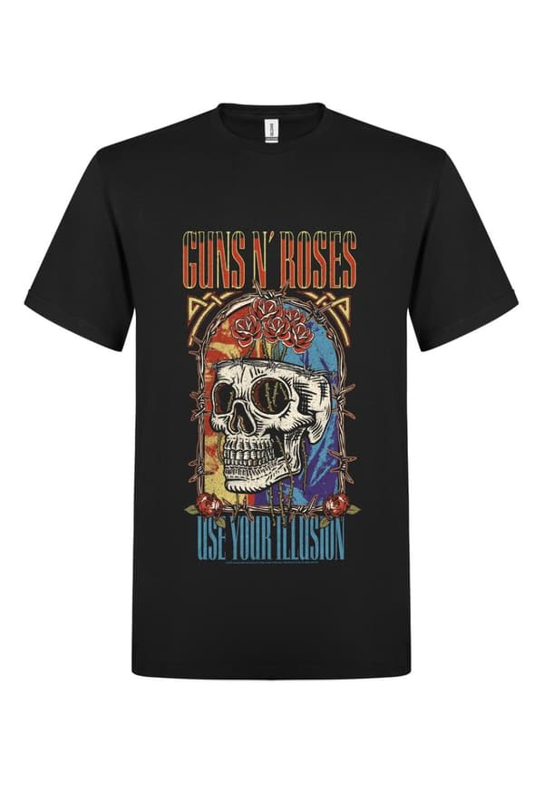 Guns N´ Roses Use your Illution Skull  T-Paita Musta X-Large