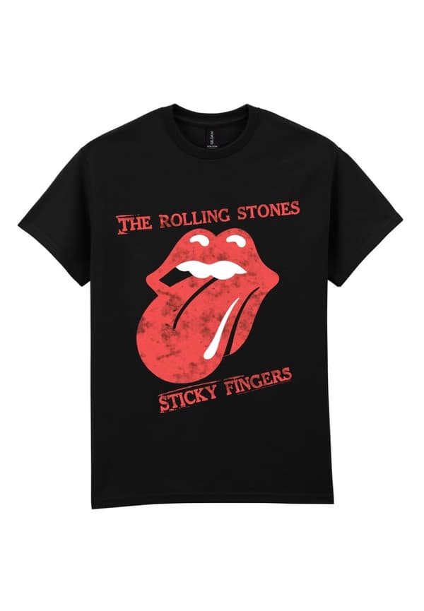 Rolling Stones Sticky fingers Tongue  T-Paita Musta Small