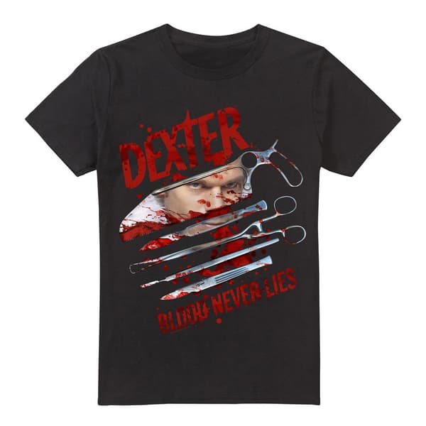 Dexter Mens Blood Never Lies T-Shirt