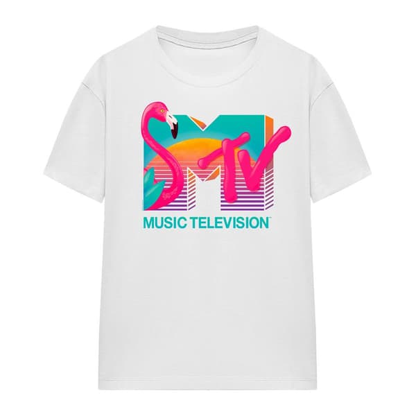 MTV Unisex Adult Vibrant Flamingo Sunset T-Shirt