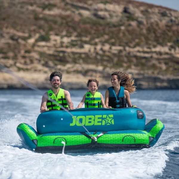 Åksoffa JOBE Binar 3P, 3 personer, 215 x 183 x 70 cm, blå/grön