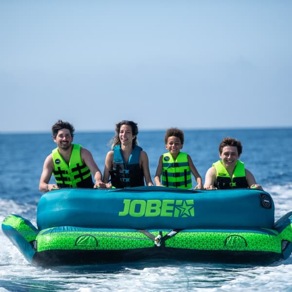 Åksoffa JOBE Binar 4P, 4 personer, 297 x 183 x 70 cm, blå/grön