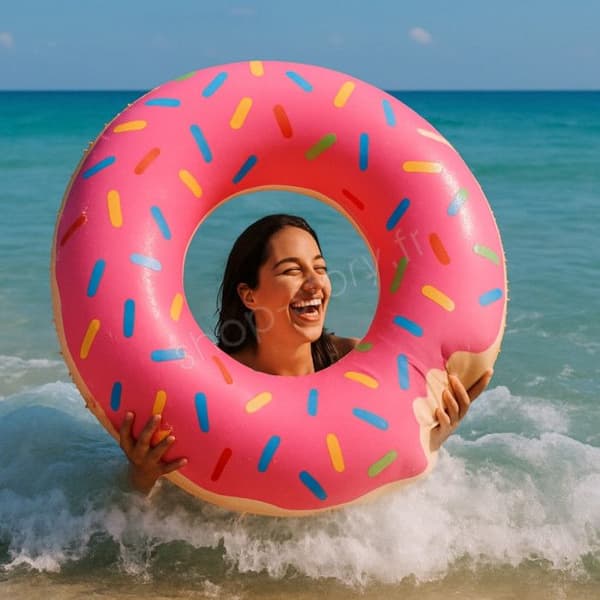 Giant Blow-Up Donut Float 105 cm Flerfärgad för Barn och Vuxna Pool eller Strand
