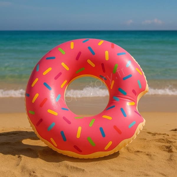 Giant Blow-Up Donut Float 105 cm Flerfärgad för Barn och Vuxna Pool eller Strand