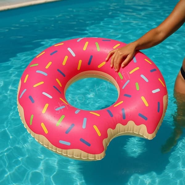 Giant Blow-Up Donut Float 105 cm Flerfärgad för Barn och Vuxna Pool eller Strand