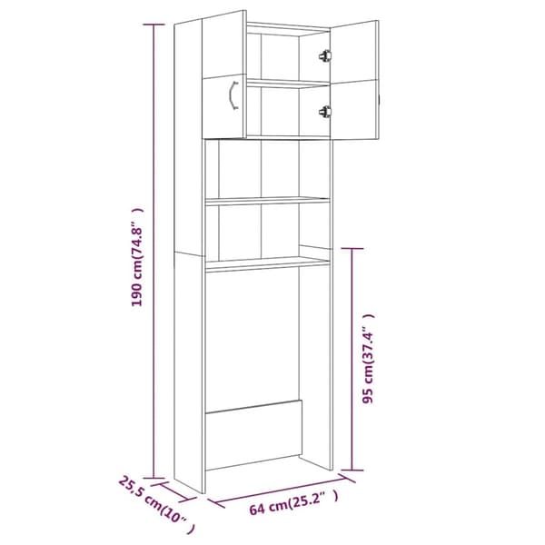 vidaXL Pesukonekaappi harmaa Sonoma 64x25,5x190 cm