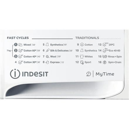 INDESIT | Washing machine | MTWE 71252 WK EE | Energy efficiency class E | Front loading | Washing capacity 7 kg | 1200 RPM | Depth 54 cm | Width 59.5