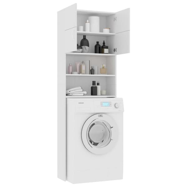 vidaXL Tvättmaskinsskåp vit 64x25,5x190 cm konstruerat trä -  Tvättmaskin & torktumlare
