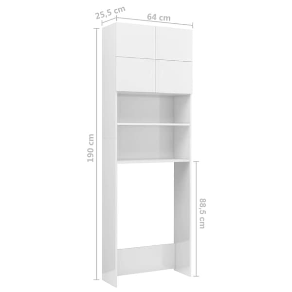 vidaXL Tvättmaskinsskåp vit 64x25,5x190 cm konstruerat trä -  Tvättmaskin & torktumlare
