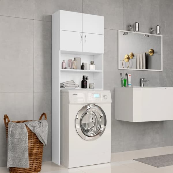vidaXL Tvättmaskinsskåp vit 64x25,5x190 cm konstruerat trä -  Tvättmaskin & torktumlare