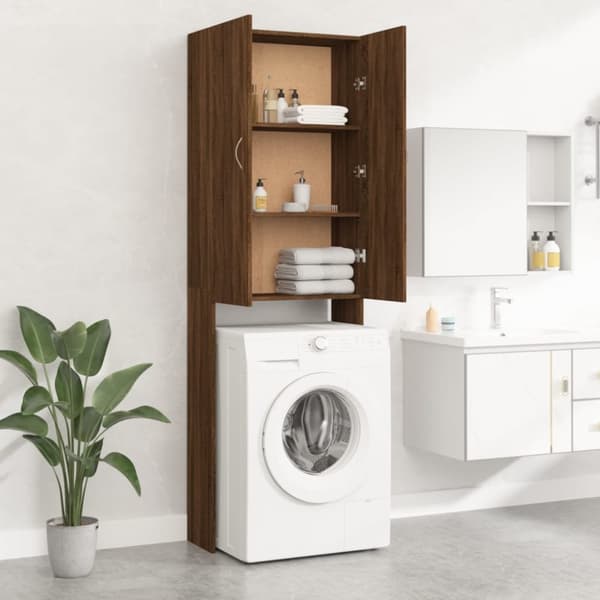 vidaXL Tvättmaskinsskåp brun ek 64x25,5x190 cm - Tvättmaskin & torktumlare