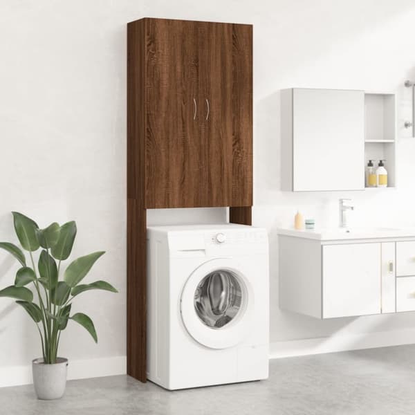 vidaXL Tvättmaskinsskåp brun ek 64x25,5x190 cm -  Tvättmaskin & torktumlare