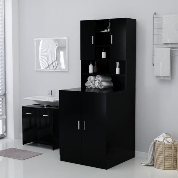 vidaXL Pesukonekaappi musta 71x71,5x91,5 cm -  Pesukone- & kuivausrumputarvikkeet