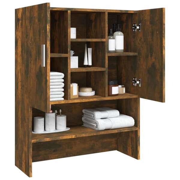 vidaXL Tvättmaskinsskåp rökfärgad ek 70,5x25,5x90 cm -  Tvättmaskin & torktumlare
